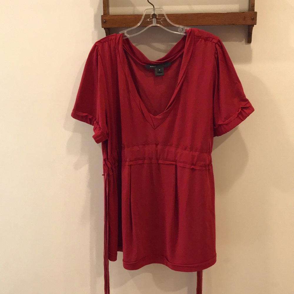 Marc Jacobs S Red Rolled Collar Tied Waist